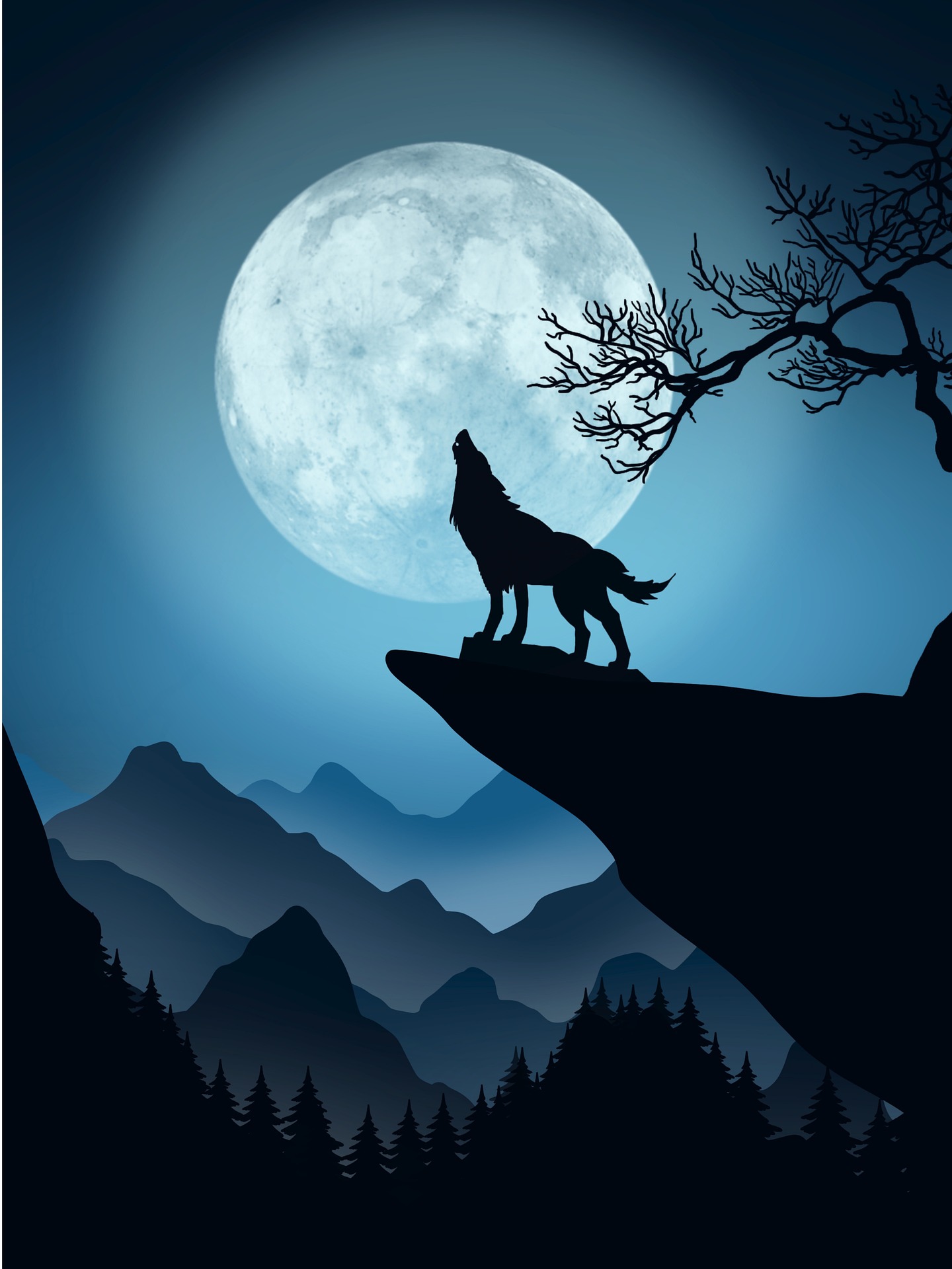 Cri du loup à la pleine lune